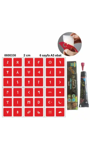 Göktürkçe Harfler Hint Kınası ile Geçici Dövme Yapma Seti