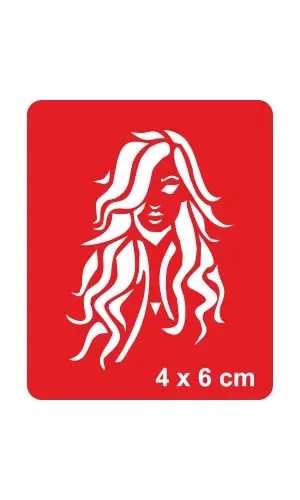 Güzel Saçlı Kadın Tattoo Geçici Dövme Şablonları Kına Kalıpları