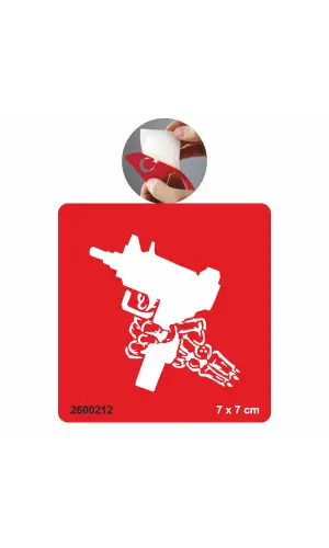 İskelet Silah Taramalı Tabanca  Tattoo Geçici Dövme Şablonları Kına Kalıpları