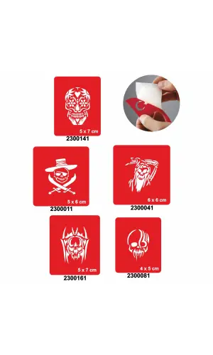 İskeletler 5li Set Geçici Dövme Kına Şablonu