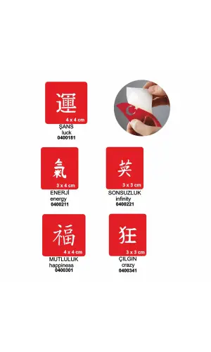 Japon Kanjiler 5li Set Geçici Dövme Kına Şablonu