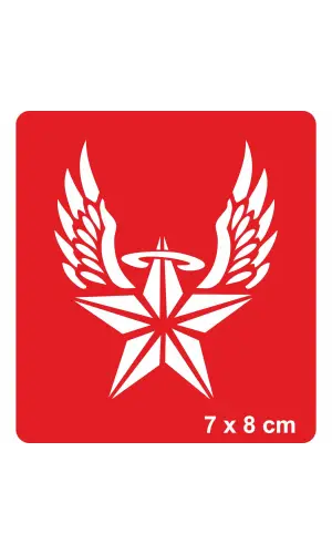 Kanatlı Hareli Yıldız Tattoo Geçici Dövme Şablonları Kına Kalıpları