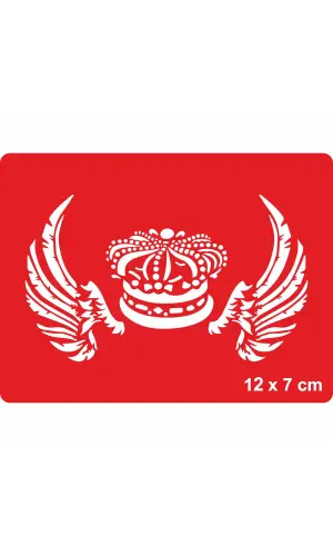 Kanatlı Kral Tacı Tattoo Geçici Dövme Şablonları Kına Kalıpları