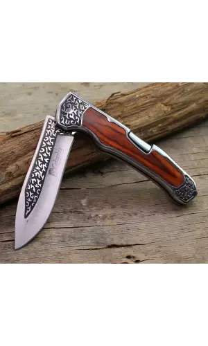 Knivox A3154-A Ahşap Gravürlü Kamp Çakısı