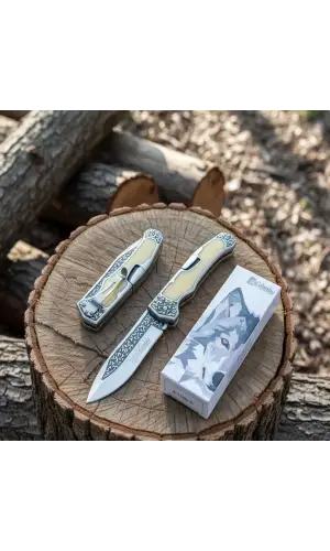 Knivox A3154-C Kemik Gravürlü Kamp Çakısı