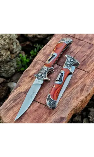 Knivox A3207-A Gravür İşlemeli Manuel Kamp Çakısı
