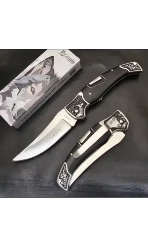 Knivox A3209-B İşlemeli Siyah Manuel Kamp Çakısı