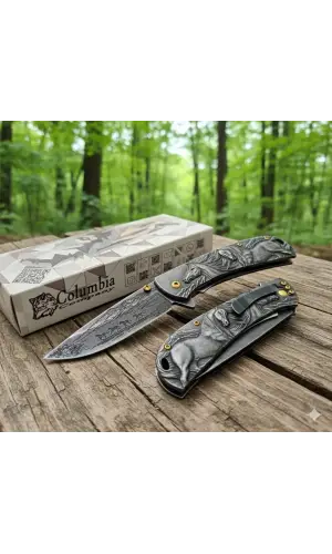 Knivox FX-2021-B Black At İşlemeli Kamp Çakısı