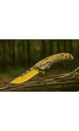 Knivox Gold Ejderha Desenli Kamp Çakısı