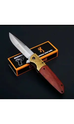 Knivox İşlemeli Ahşap Kabze Kamp Çakısı