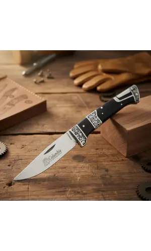 Knivox MB3936-B Gravür İşlemeli Ahşap Kabze Kamp Çakısı