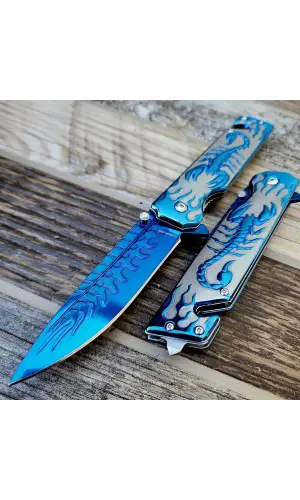 Knivox S2706-X Mavi Akrep İşlemeli Kurtarma Kamp Çakısı