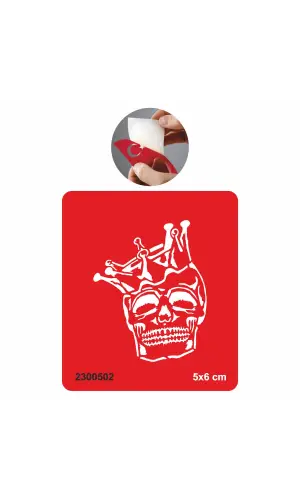 Kral Kuru Kafa İskelet Tattoo Geçici Dövme Şablonları Kına Kalıpları