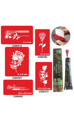 Kurukafa Gül Desenleri Hint Kınası ile Geçici Dövme Yapma Seti