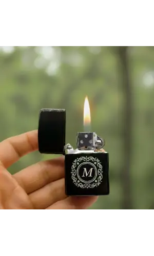 M Harfli Kişiye Özel Harf Baskılı Benzinli Çakmak