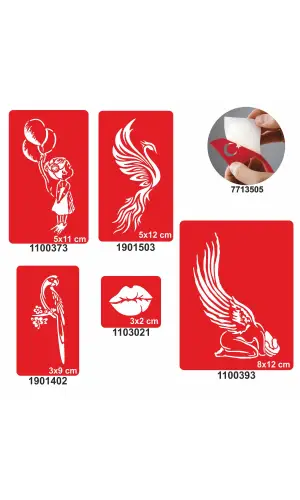 Melekler Korusun 5 li Set Geçici Dövme Kına Şablonu