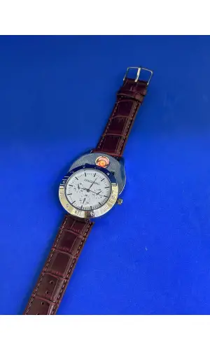 AlsepeteAvm Metal Kol Saati Usb Şarjlı Çakmak Hem Saat Hem Çakmak