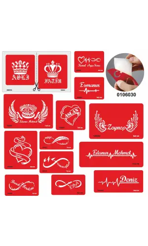 Özel İsim ve Yazı Yazma Dövme Şablonu Sadece Desen