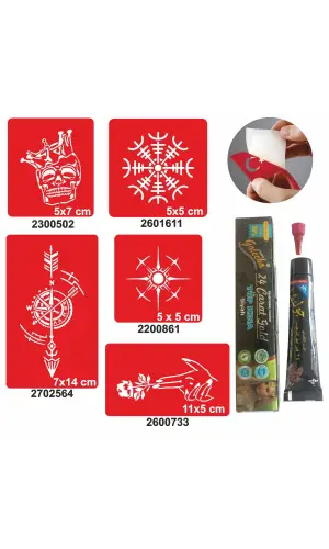 Pusula Gül Desenleri Hint Kınası ile Geçici Dövme Yapma Seti