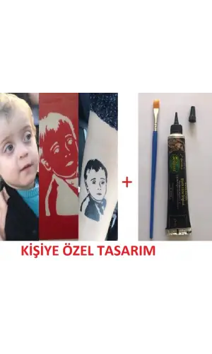Resimden Geçici Dövme Yapma Seti Kına ve fırça Hediyeli