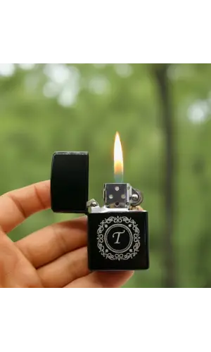 T Harfli Kişiye Özel Harf Baskılı Benzinli Çakmak