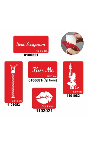 Seni Seviyorum 5li Set Geçici Dövme Kına Şablonu