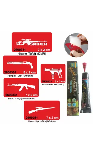 Silah Desen Serisi Hint Kınası ile Geçici Dövme Yapma Seti