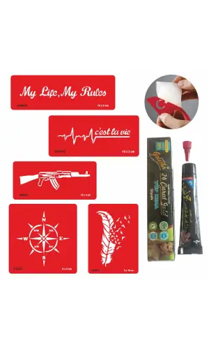 Slogan Rota Desenleri Hint Kınası ile Geçici Dövme Yapma Seti