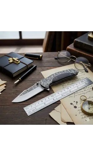 Swat Company Black İşlemeli Ahşap Kabze Kamp Çakısı