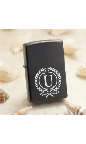 U Harfli Kişiye Özel Harf Baskılı Benzinli Çakmak