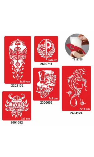 Ütopya Dünya 5 li Set Geçici Dövme Kına Şablonu