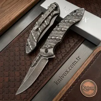 Knivox Browning Desenli Eskitme Gri Kamp Çakısı