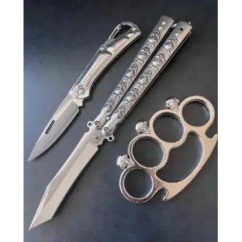 Benchamde Kuru Kafa Desenli Mini Çakı ve Punch Hediye Kamp Seti