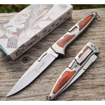 Knivox Columbia Company A3123-A Ahşap Kabze Manuel Kamp Çakısı