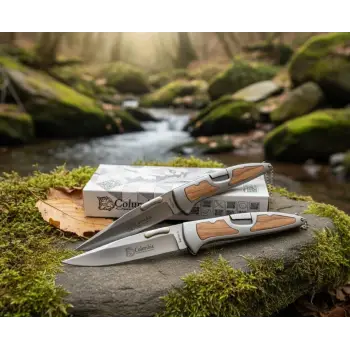 Knivox Columbia Company A3123-C Ahşap Kabze Manuel Kamp Çakısı
