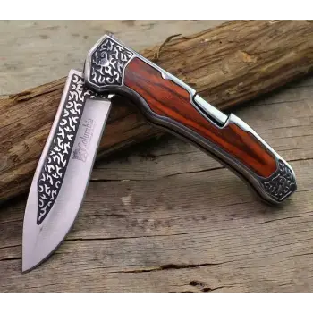 Knivox Columbia Company A3154-A Ahşap Gravürlü Kamp Çakısı
