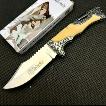 Knivox Columbia Company A3157-C Kemik Gravür İşlemeli Kamp Çakısı