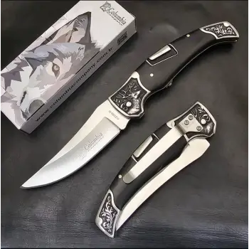 Knivox Columbia Company A3209-B İşlemeli Siyah Manuel Kamp Çakısı