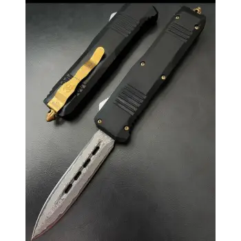 Knivox Microtech Çift Ağız Damascus İçten Çıkmalı Kamp Çakısı