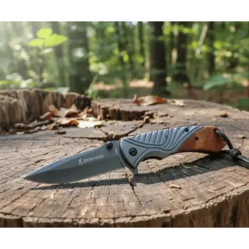 Knivox Browning  FA76A Ahşap Kabze Auto Kamp Çakısı