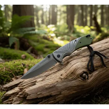 Knivox Browning FA76C Haki Ahşap Kabze Auto Kamp Çakısı