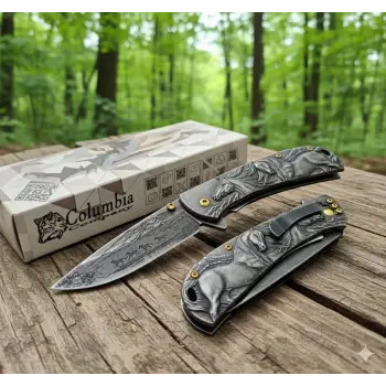 Knivox Columbia Company FX-2021-B Black At İşlemeli Kamp Çakısı