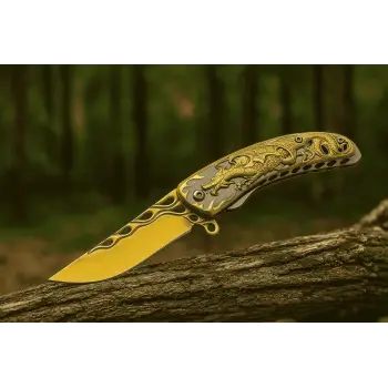 Knivox Browning Gold Ejderha Desenli Kamp Çakısı