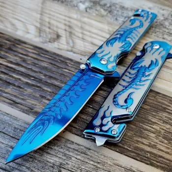 Knivox Sibirya Company S2706-X Mavi Akrep İşlemeli Kurtarma Kamp Çakısı