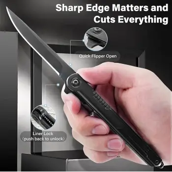 Metal Siyah Knivox M390 A10 Auto Kamp Çakısı