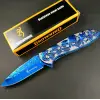 Knivox Browning 2955BL Mavi Kuru Kafa Desenli Kamp Çakısı