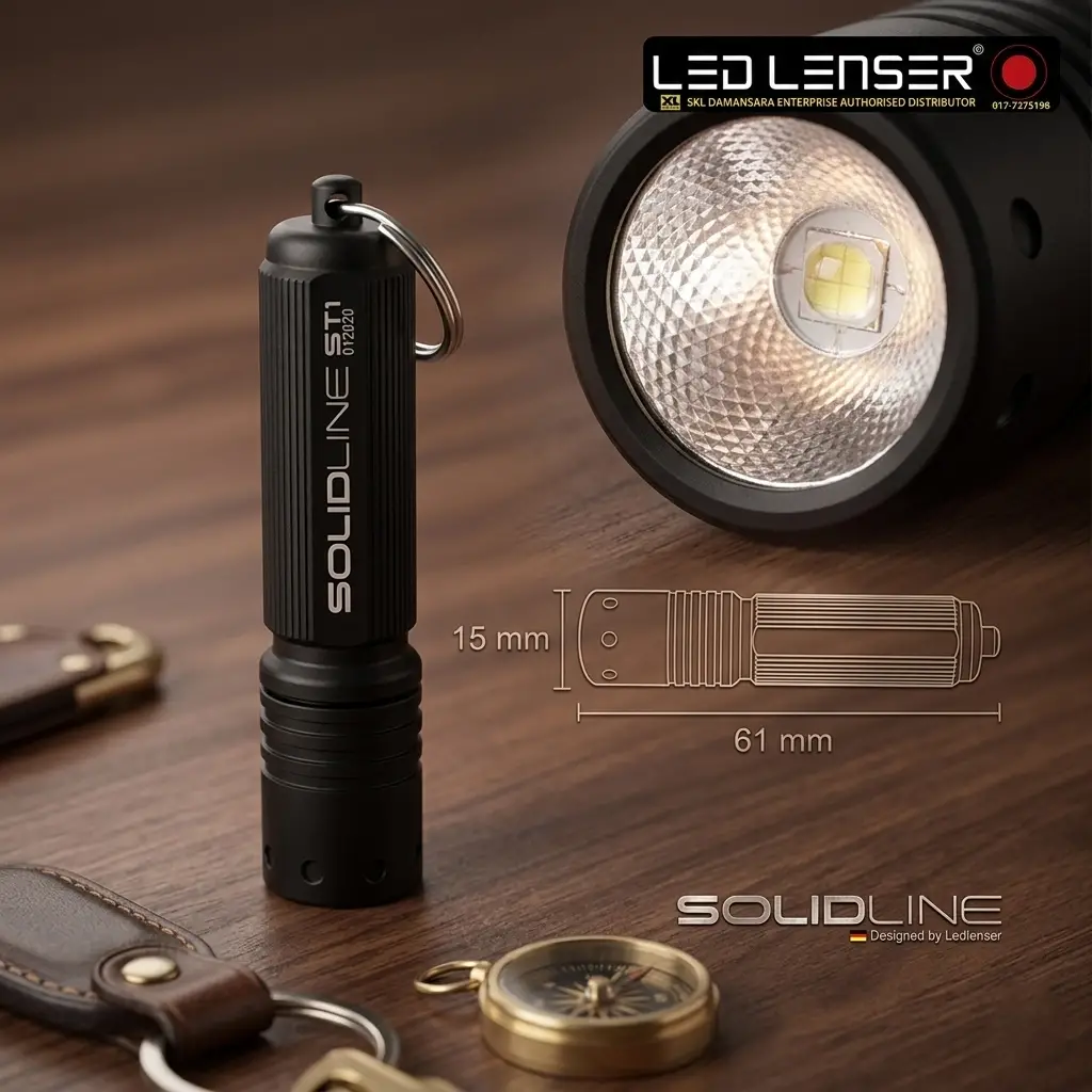 Knivox Ledlenser Solidline ST1 Suya Dayanıklı Kompakt El Feneri - Siyah