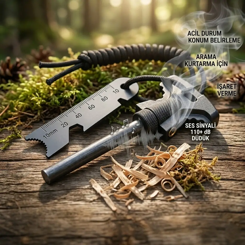Knivox Düdüklü Magnezyum Çubuğu Kamp Ateş Başlatıcı Seti