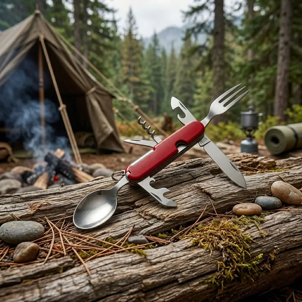 Knivox Komple 9 cm Çok Fonksiyonlu Kamp Çatal Kaşık Bıçağı