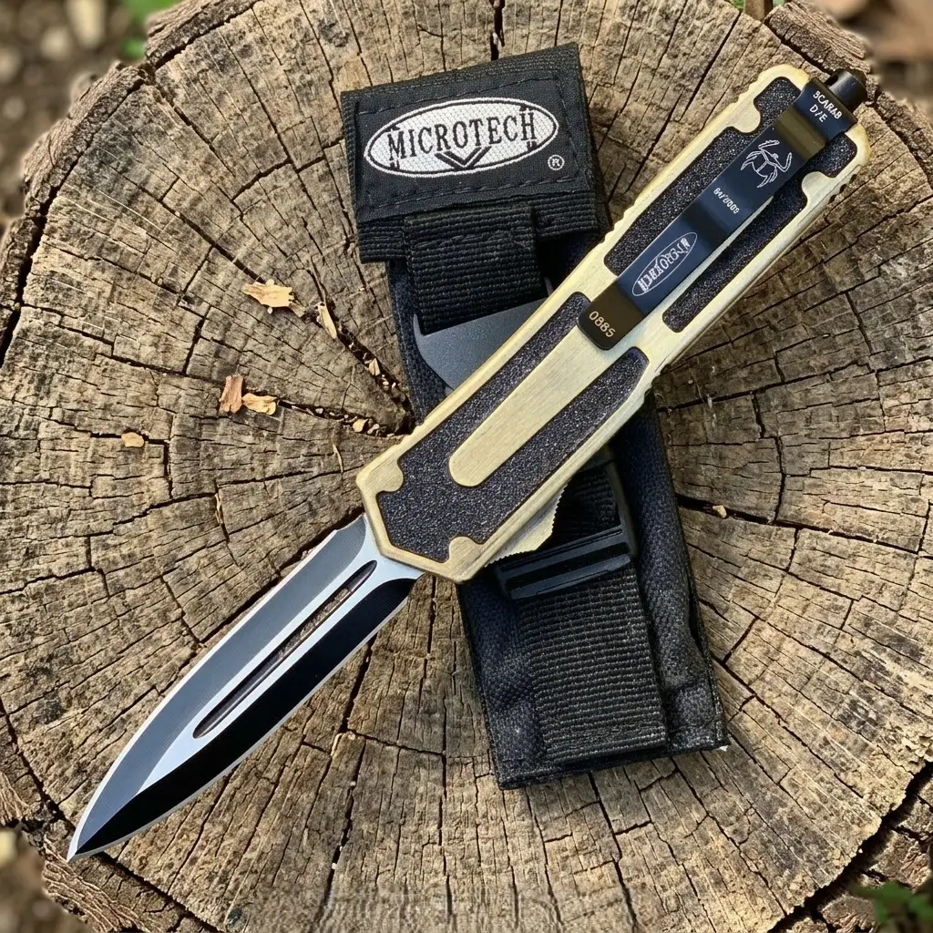 Knivox Microtech Gold Scarab Otf İçten Çıkmalı Kamp Çakısı